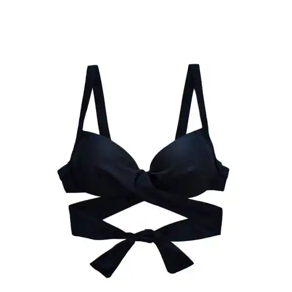 Bikini Estilo Sostén Con Barba Cruzado Color Negro Talla M Samia