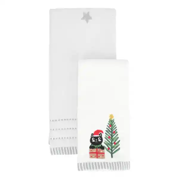Set de Toalla de Algodón Bordado Navidad Casaideas