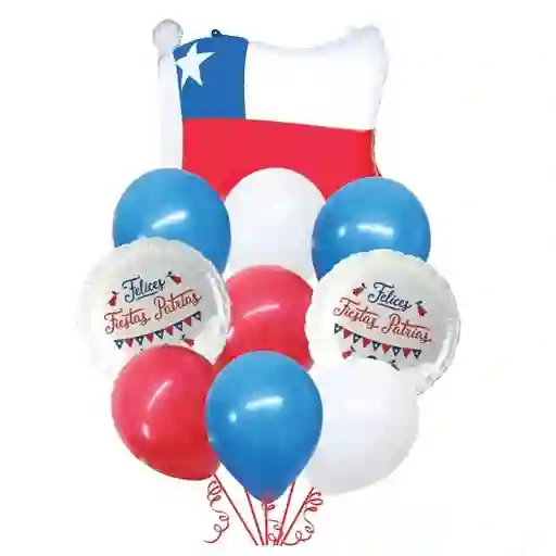 Set Globo Felices Fiestas Patrias Bandera