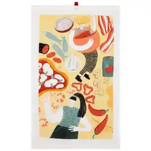 Paño Cocina de Algodón Velour Estampado Amarillo