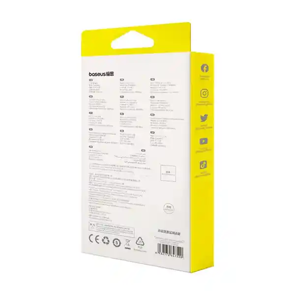 Baseus Cable Carga Rápida Mini Tipo C a Tipo C 100W Blanco 1 m