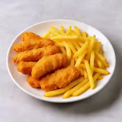 Chicken tenders con papas fritas