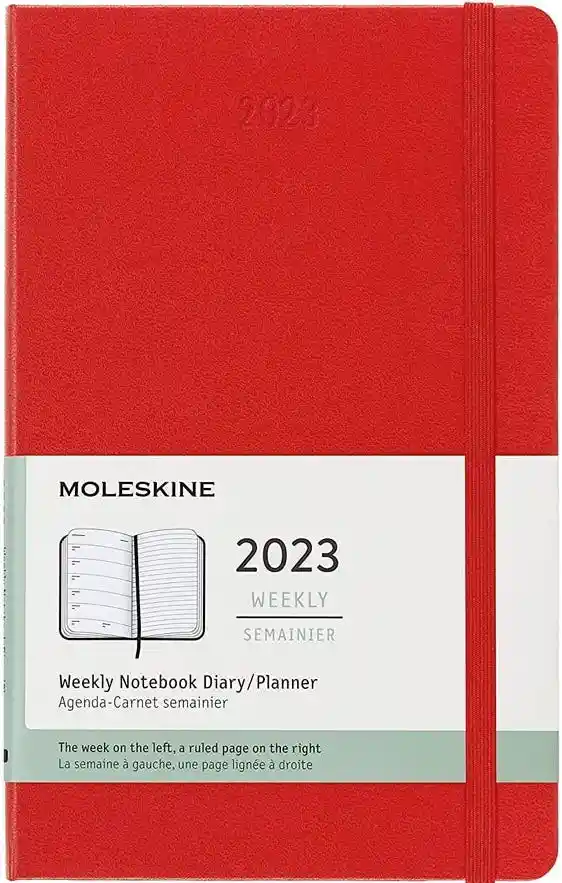 Agenda Semanal 2023 Moleskine Pasta Dura Grande Rojo