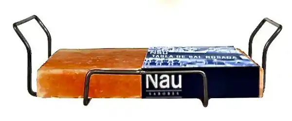 Nau - Plancha De Sal Rosada Con Soporte Metálico 20x20x3.9 Cm