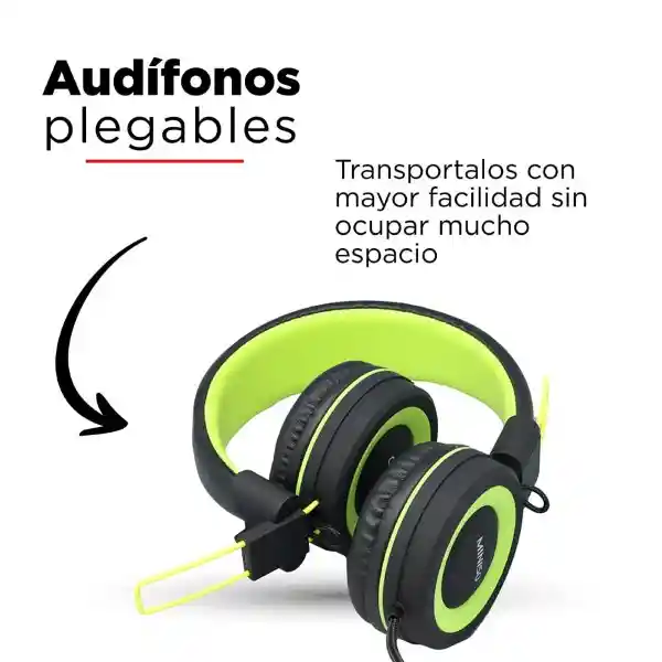 Miniso Audífonos de Diadema Con Cable Verde/Negro