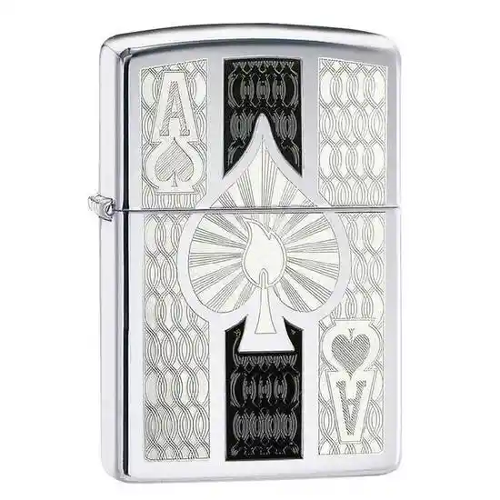 Zippo Encendedor Lighter Intricate Spade Design Plateado