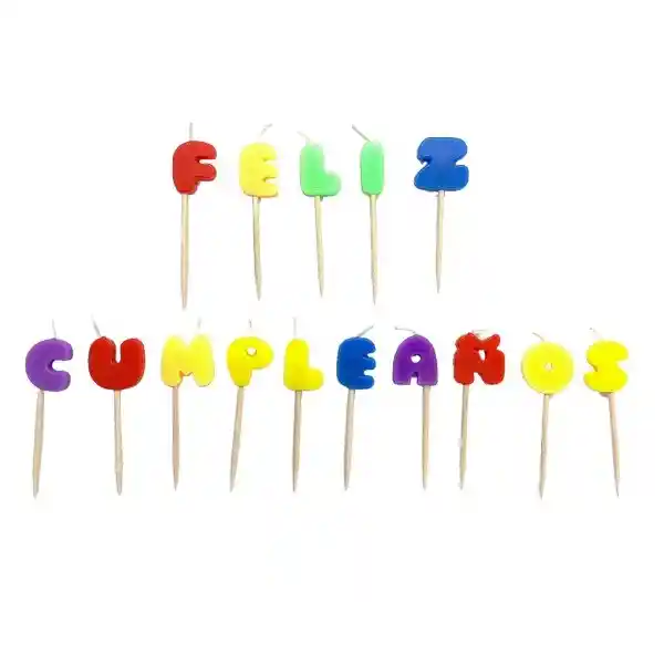Vela Feliz Cumpleaños Letras Colores Surtidas