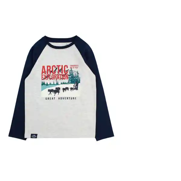 Polera Raglan Arctic 229 Gris Melange 6 Años Ficcus