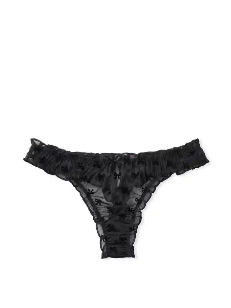 Victoria's Secret Panty Thong Stretch de Algodón Negro Talla S