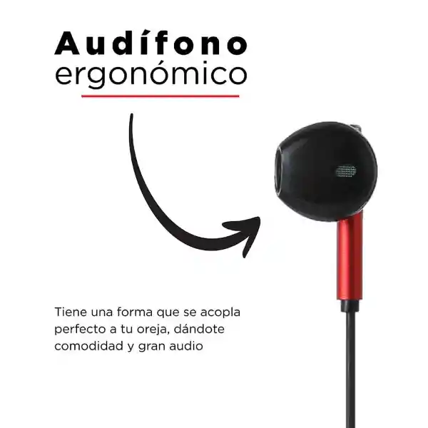 Miniso Audífonos Half In Ear Modelo Y668 Rojo y Negro 