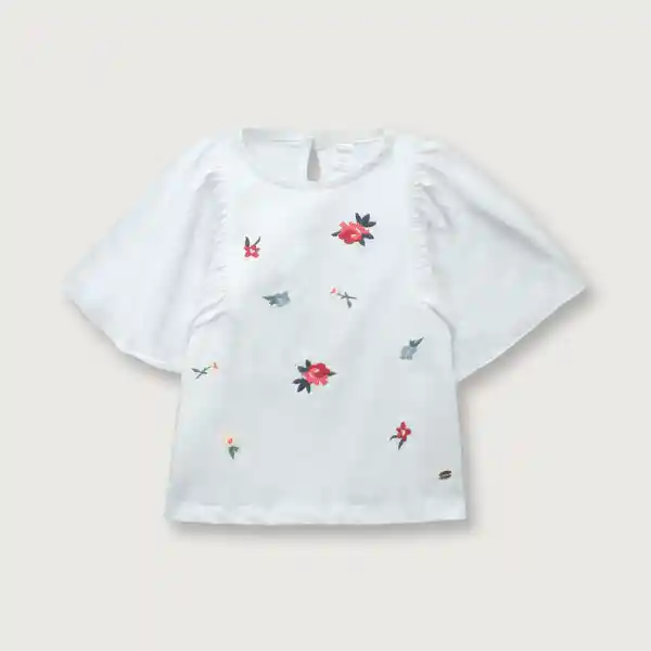 Polera Manga Amplia de Niña Blanco Talla 6M Opaline