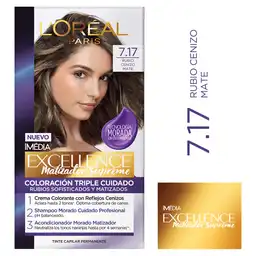 Loreal Paris-Excellence Tintura Capilar Permanente Tono 7.17 Rubio Cenizo Mate