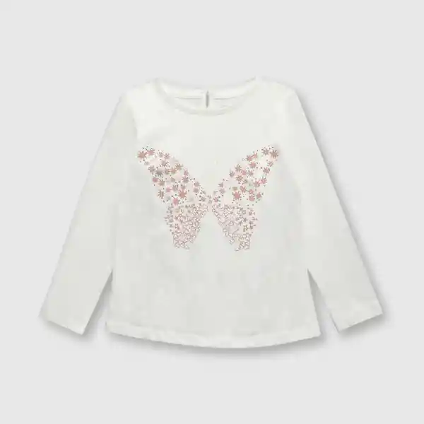 Polera Mariposa Off de Bebé Niña White Talla 9/12M Colloky