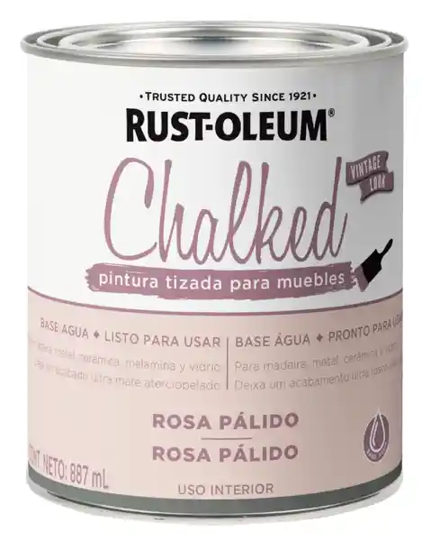 Rust Oleum Pintura Chalked Tizada Base Agua Rosa Palido