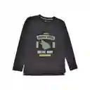 Polera Manga Larga Niño Color Gris Oscuro Talla 16 Pillin