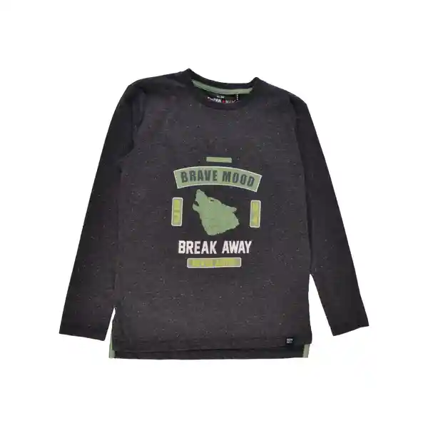Polera Manga Larga Niño Color Gris Oscuro Talla 16 Pillin