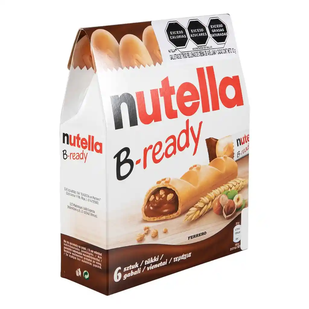 Nutella Chocolate B-Ready Con 6 Unidades