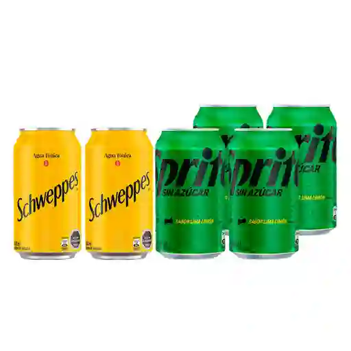 Combo Schweppes Agua Tonica 350 mL Sprite Gaseosa Zero Azucar