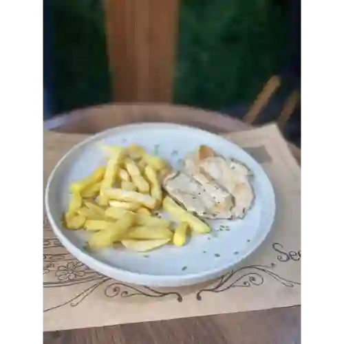 Papas Fritas con Pollo a la Plancha