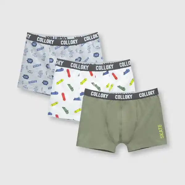 Pack Boxer de Niño Estampado Green Verde Talla 8A Colloky