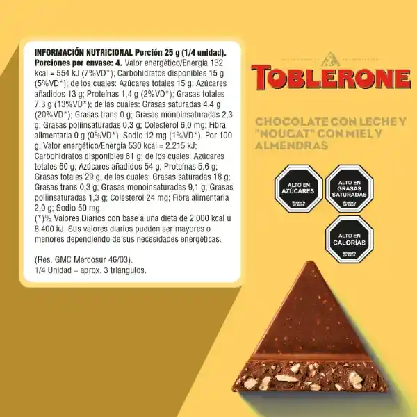 Toblerone Chocolate de Leche con Miel y Almendras