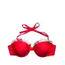 Bikini Sostén Strapless Con Vuelos Color Rojo Talla L Samia