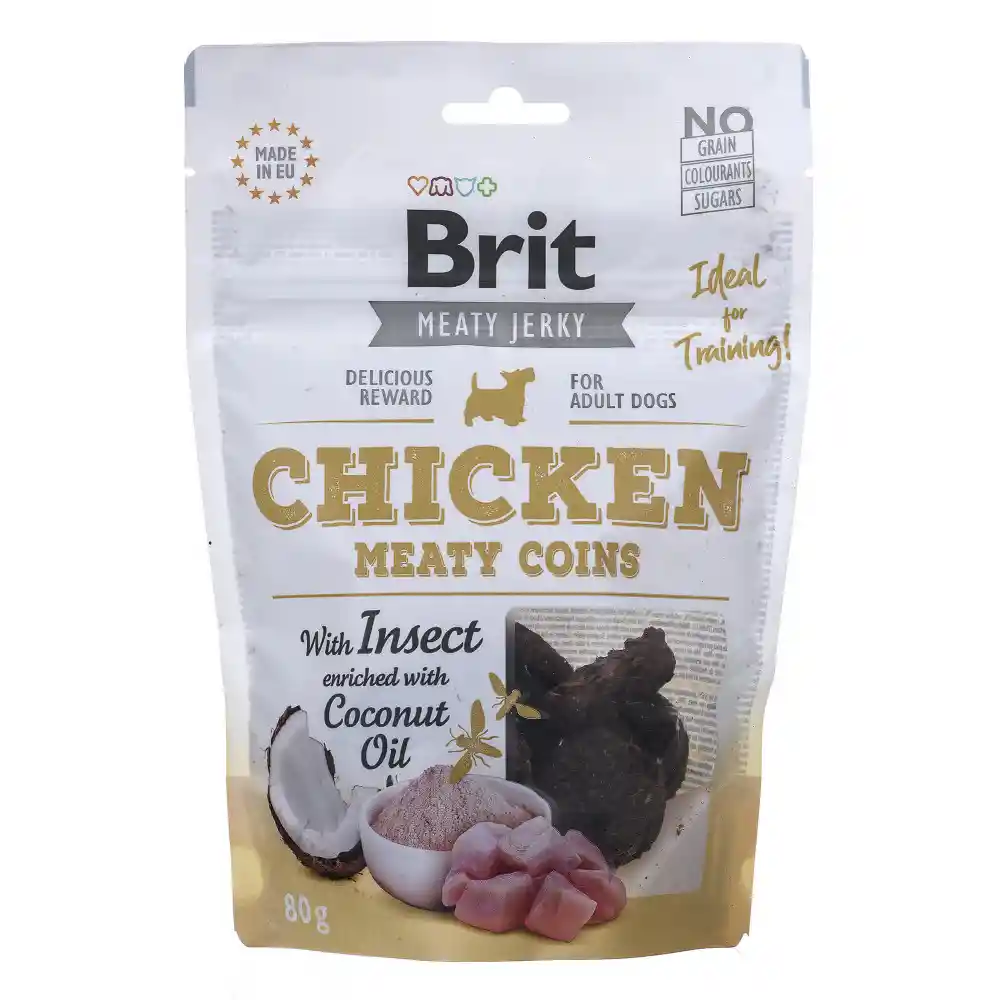 Brit Meaty Jerky Chicken Coins With Insects Adult Dogs