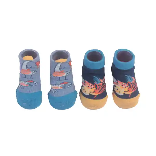 Set 2 Pzas Calcetín Bebe Niño Multicolor Pillín 3 M