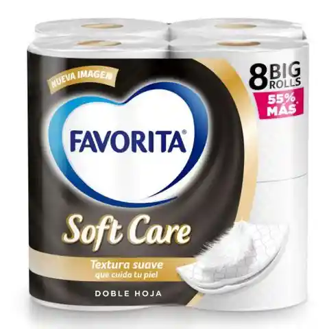 Favorita Papel Higiénico Doble Hoja Soft Care x 8 Unidades