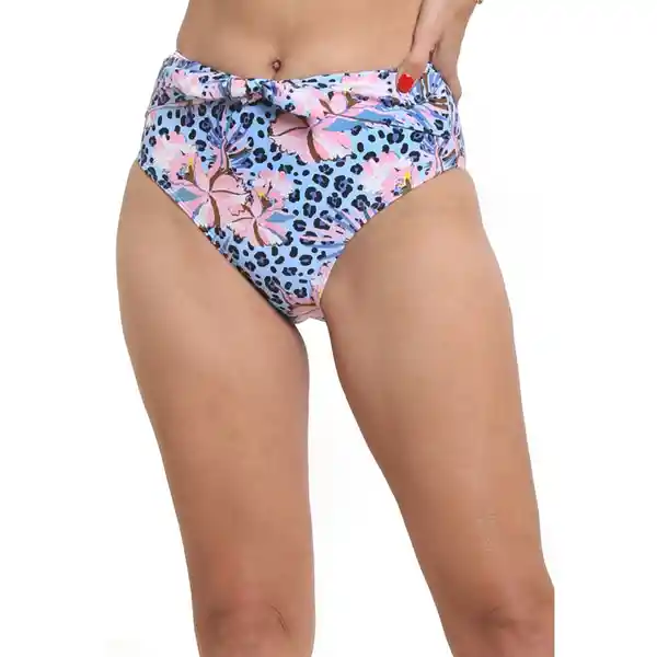 Bikini Calzón Con Amarra Estampado Celeste Talla S Samia