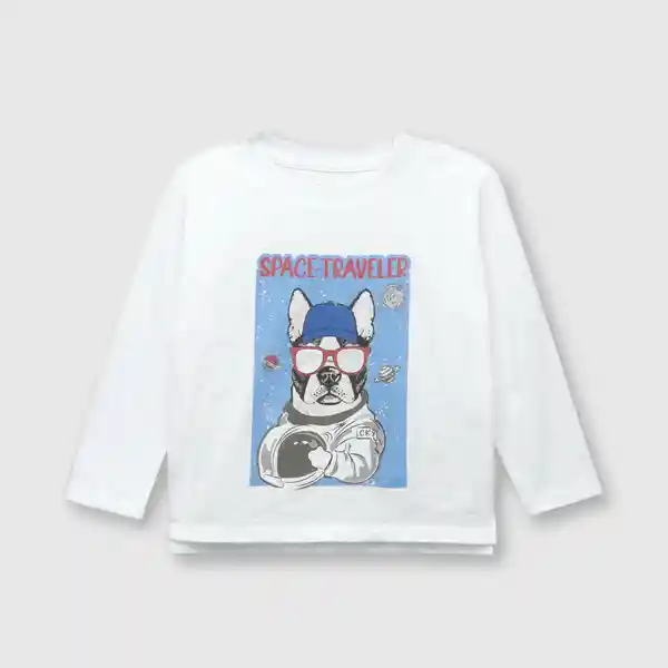 Polera Perro Astronauta de Bebé Niño White Talla 36M Colloky