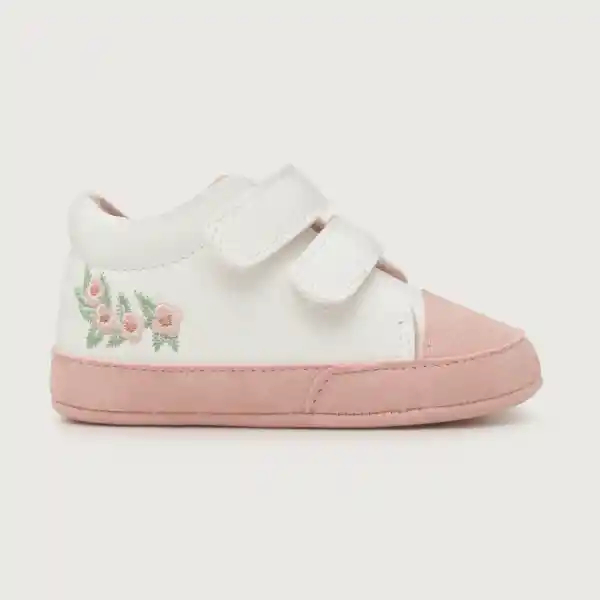 Zapatillas Velcro Bordado de Bebé Niña Blanco Talla 17 Opaline