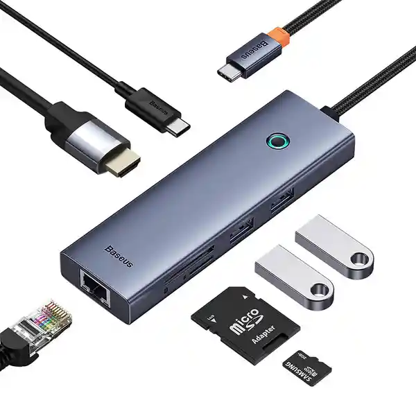 Baseus Adaptador HUB 7 B-C a HDMI + USB 3.0 x 2 + Ethernet RJ45