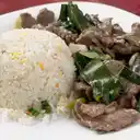 Carne Mongoliano con Arroz Chaufan
