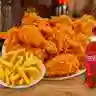2 Presas pollo broaster (krispy)+ papas