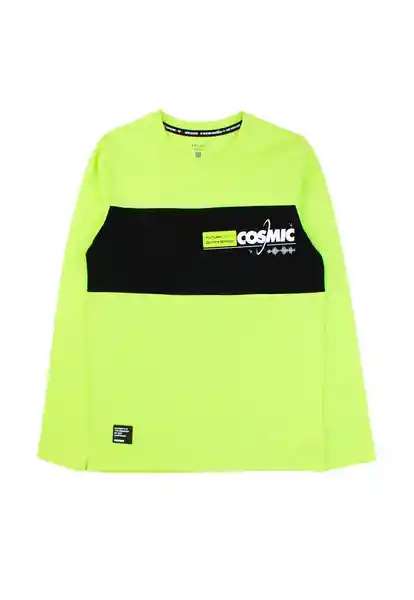 Polera Junior Con Cortes Cosmic 335 Verde Limón 8 Años Ficcus