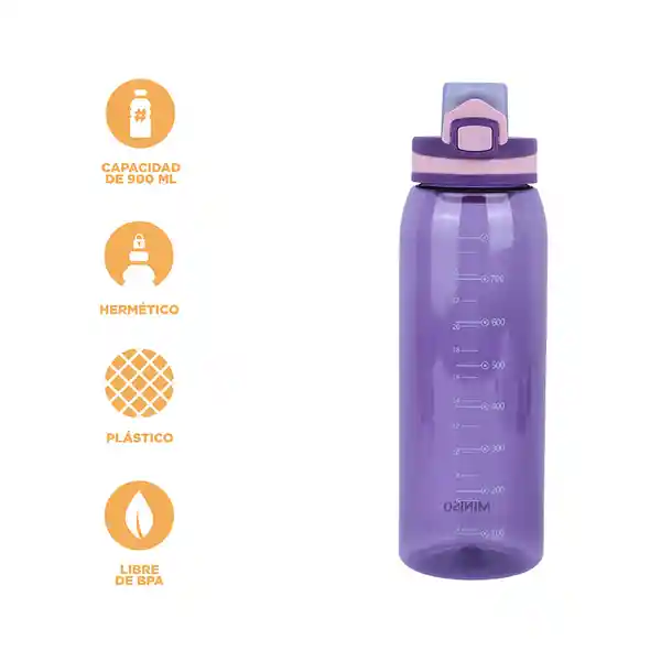 Botella de Plástico Para Deportes Con Asa Miniso