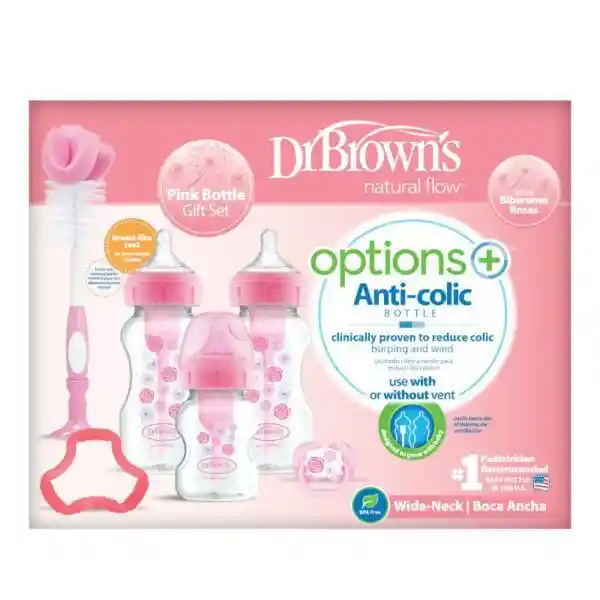 Dr. Browns Set Regalo Boca Ancha Options + Rosado - WB03601