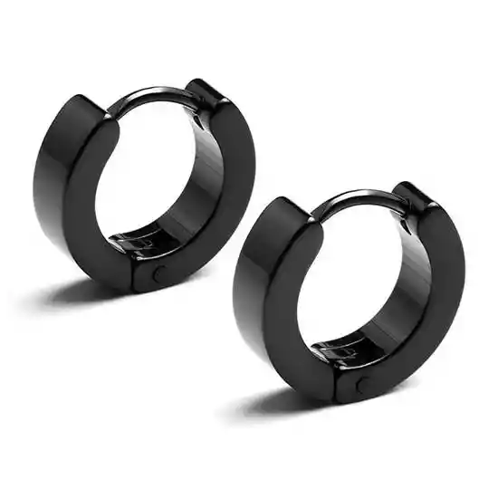 Aros Argollas Huggies Acero Negro