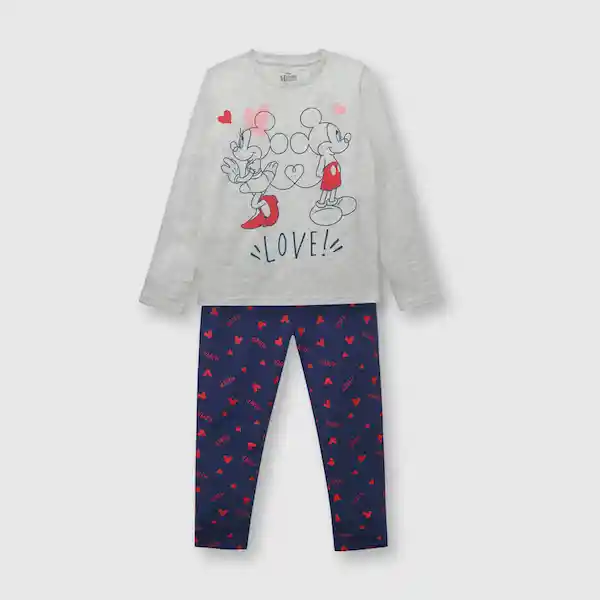 Pijama de Algodón Minnie y Mickey de Niña Azul Talla 2A Colloky