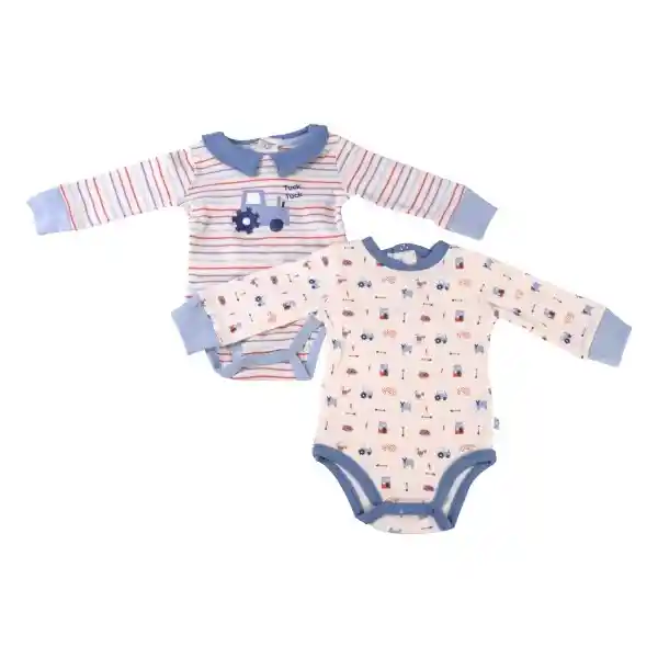 Set Body Orgánico Manga Larga Bebé Niño Con Diseño 1 M Pillin