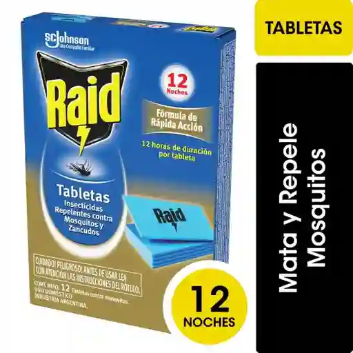 Insecticida Raid contra Mosquitos Tabletas Repuesto 12un