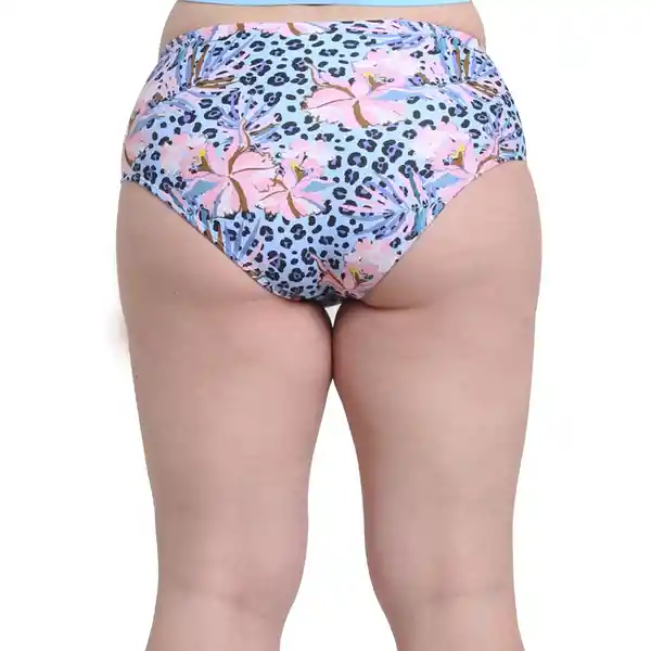 Bikini Calzón Estilo Pin up Estampado Celeste Talla M Samia