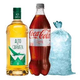 Combo Alto Del Carmen + Coca Cola Ligth + Hielo Rock o Hielo Pop
