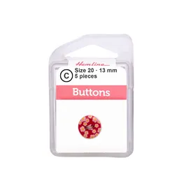 Botón Plástico Diseño Flores Rojo 13mm 5 D Hb07620.17 13mm 5