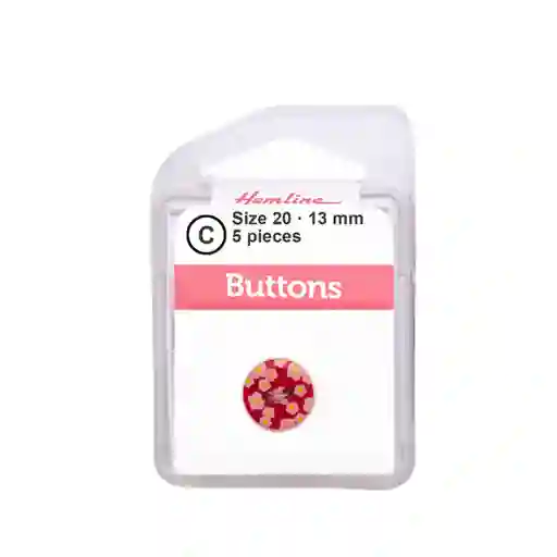 Botón Plástico Diseño Flores Rojo 13mm 5 D Hb07620.17 13mm 5