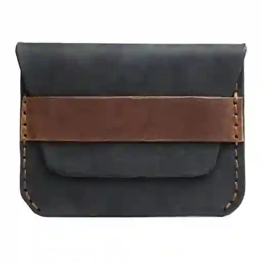 Tarjetero Monedero de Cuero Natural Negro Unisex