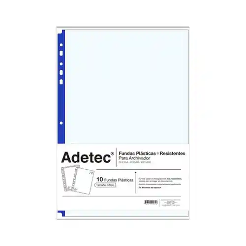 Adetec Fundas Oficio Transparente Azul