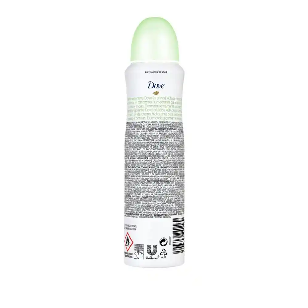 Dove Desodorante Go Fresh Pepino y Té Verde en Aerosol 