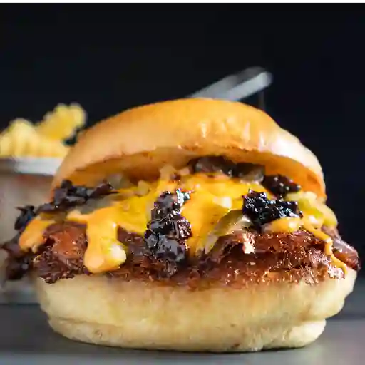 Spicy baconjam doble+fries